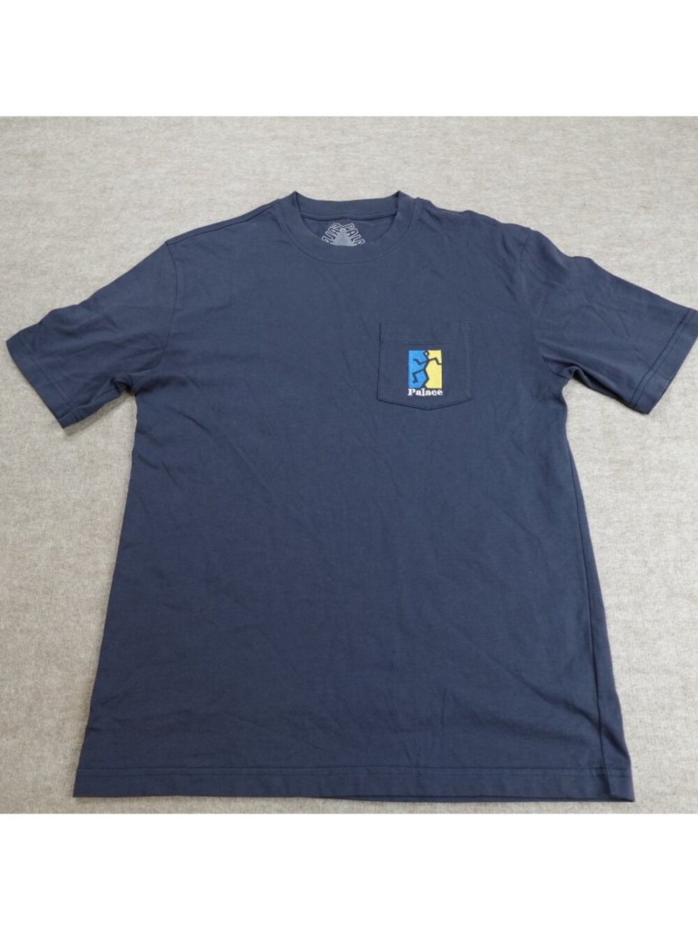 Palace Skateboards Shirt Medium Blue Solid Chest Pocket Embroidered P(iss)